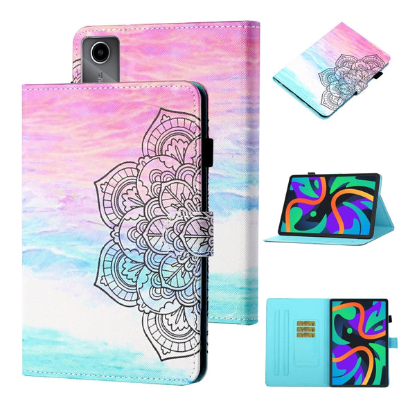 For Lenovo Tab M11/ Xiaoxin Pad 11 2024 Coloured Drawing Stitching Smart Leather Tablet Case(Colorful Mandala)