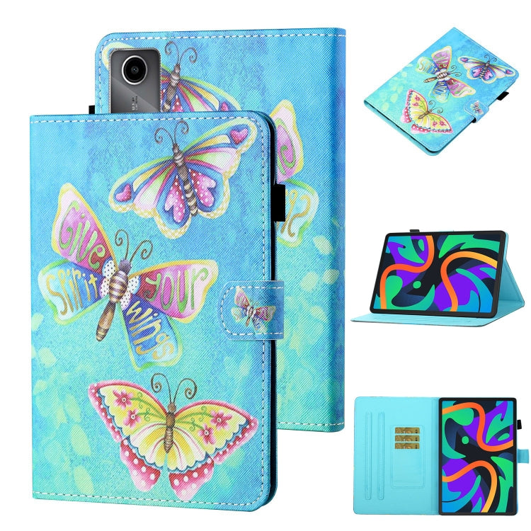 For Lenovo Tab M11/ Xiaoxin Pad 11 2024 Coloured Drawing Stitching Smart Leather Tablet Case(Colorful Butterflies)