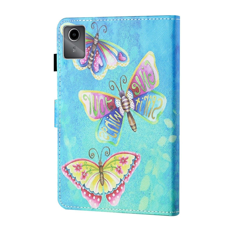 For Lenovo Tab M11/ Xiaoxin Pad 11 2024 Coloured Drawing Stitching Smart Leather Tablet Case(Colorful Butterflies)