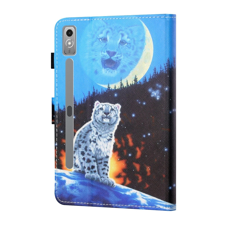 For Lenovo Tab P12 2023 / TB370FU Coloured Drawing Stitching Smart Leather Tablet Case(Double Shadow Tiger)