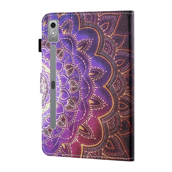 For Lenovo Tab P12 2023 / TB370FU Coloured Drawing Stitching Smart Leather Tablet Case(Mandala Flower)