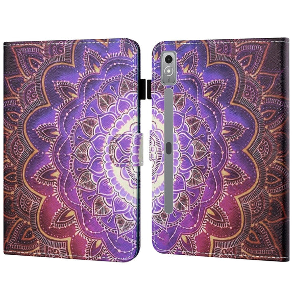 For Lenovo Tab P12 2023 / TB370FU Coloured Drawing Stitching Smart Leather Tablet Case(Mandala Flower)