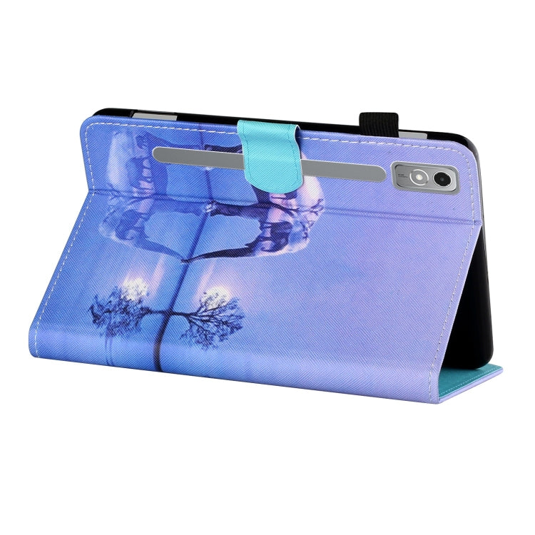 For Lenovo Tab P12 2023 / TB370FU Coloured Drawing Stitching Smart Leather Tablet Case(Tree and Elephant)