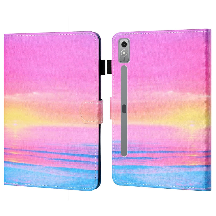 For Lenovo Tab P12 2023 / TB370FU Coloured Drawing Stitching Smart Leather Tablet Case(Sunrise)
