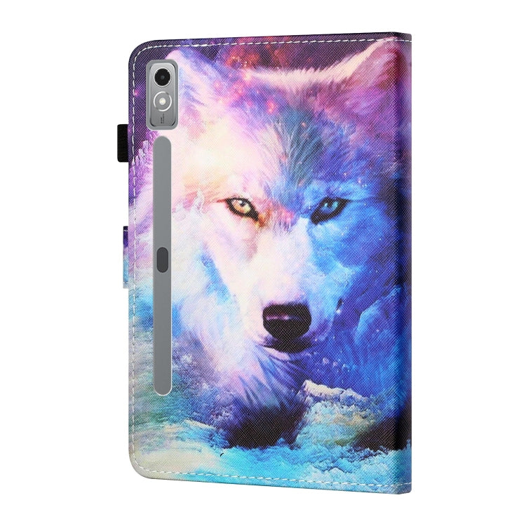 For Lenovo Tab P12 2023 / TB370FU Coloured Drawing Stitching Smart Leather Tablet Case(Wolf)
