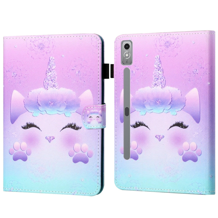 For Lenovo Tab P12 2023 / TB370FU Coloured Drawing Stitching Smart Leather Tablet Case(Unicorn)