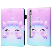 For Lenovo Tab P12 2023 / TB370FU Coloured Drawing Stitching Smart Leather Tablet Case(Unicorn)