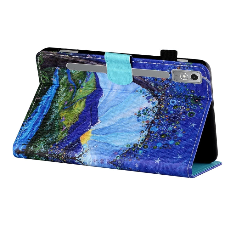 For Lenovo Tab P12 2023 / TB370FU Coloured Drawing Stitching Smart Leather Tablet Case(Sunrise and Tree)