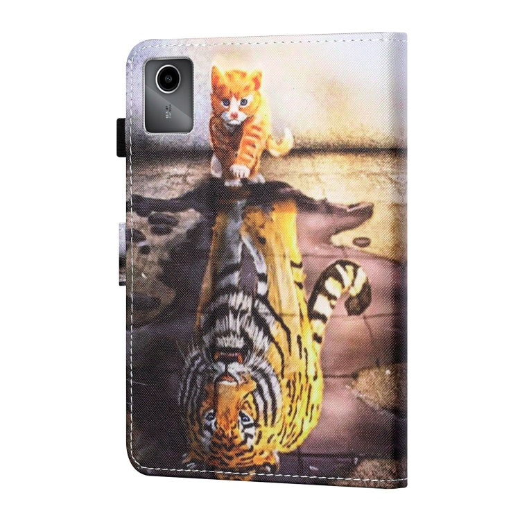 For Lenovo Tab M11/ Xiaoxin Pad 11 2024 Coloured Drawing Stitching Smart Leather Tablet Case(Cat and Tiger)
