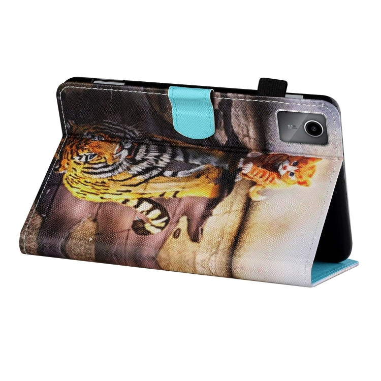 For Lenovo Tab M11/ Xiaoxin Pad 11 2024 Coloured Drawing Stitching Smart Leather Tablet Case(Cat and Tiger)