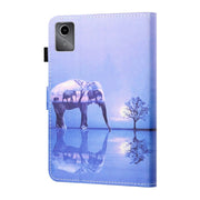For Lenovo Tab M11/ Xiaoxin Pad 11 2024 Coloured Drawing Stitching Smart Leather Tablet Case(Tree and Elephant)