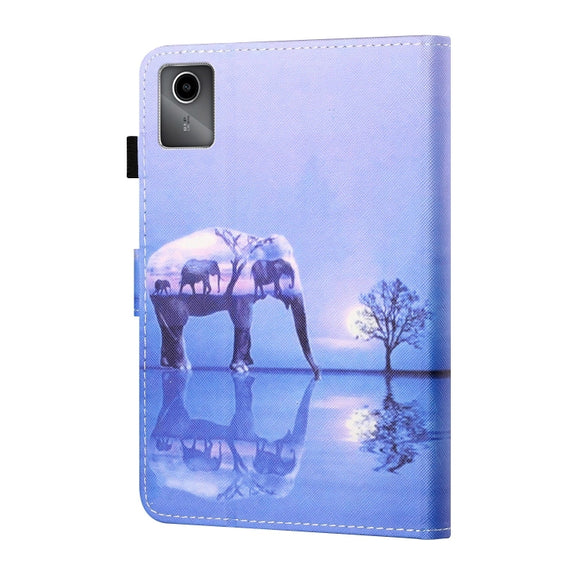 For Lenovo Tab M11/ Xiaoxin Pad 11 2024 Coloured Drawing Stitching Smart Leather Tablet Case(Tree and Elephant)