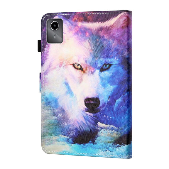 For Lenovo Tab M11/ Xiaoxin Pad 11 2024 Coloured Drawing Stitching Smart Leather Tablet Case(Wolf)