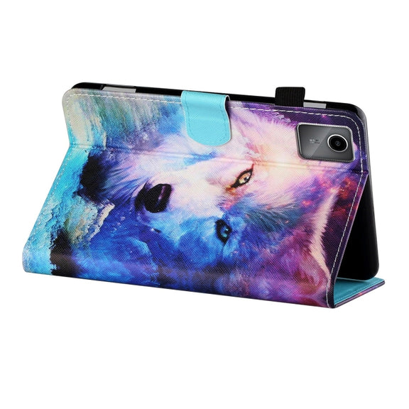 For Lenovo Tab M11/ Xiaoxin Pad 11 2024 Coloured Drawing Stitching Smart Leather Tablet Case(Wolf)