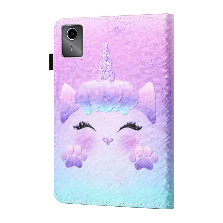 For Lenovo Tab M11/ Xiaoxin Pad 11 2024 Coloured Drawing Stitching Smart Leather Tablet Case(Unicorn)