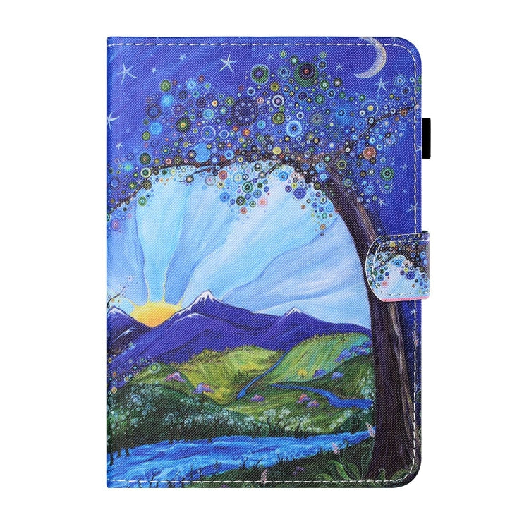 For Lenovo Tab M11/ Xiaoxin Pad 11 2024 Coloured Drawing Stitching Smart Leather Tablet Case(Sunrise and Tree)