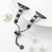 For Apple Watch SE 2023 40mm Shell Beads Chain Bracelet Metal Watch Band(Black White)