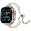 For Apple Watch Ultra 2 49mm Shell Beads Chain Bracelet Metal Watch Band(Beige White Silver) - free shipping - PMC TechLife - Order now!