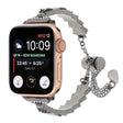 For Apple Watch Series 9 41mm Shell Beads Chain Bracelet Metal Watch Band(Black White) - Watch Bands by PMC TechLife | Online Shopping South Africa | PMC TechLife