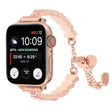 For Apple Watch 38mm Shell Beads Chain Bracelet Metal Watch Band(Pink White Rose Gold) - Watch Bands by PMC TechLife | Online Shopping South Africa | PMC TechLife