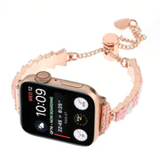 For Apple Watch 38mm Shell Beads Chain Bracelet Metal Watch Band(Pink White Rose Gold)