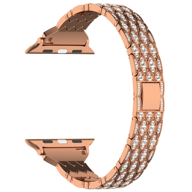 For Apple Watch SE 40mm Devil Eye Diamond Bracelet Metal Watch Band(Rose Gold)