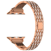 For Apple Watch SE 44mm Devil Eye Diamond Bracelet Metal Watch Band(Rose Gold)