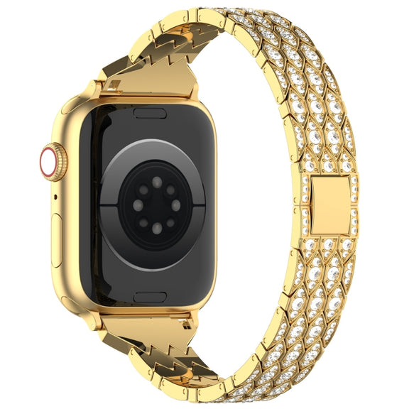 For Apple Watch Series 2 42mm Devil Eye Diamond Bracelet Metal Watch Band(Gold)