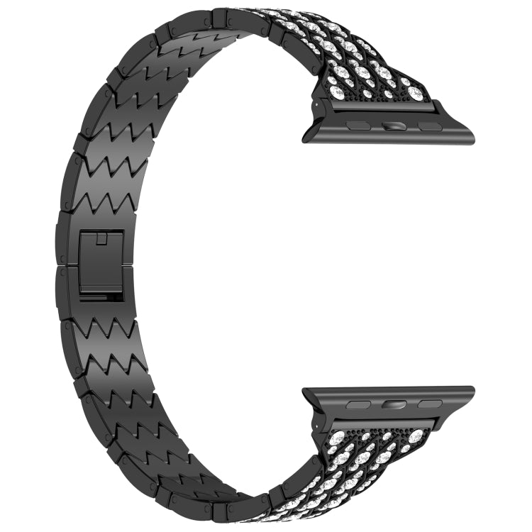 For Apple Watch 42mm Devil Eye Diamond Bracelet Metal Watch Band(Black)