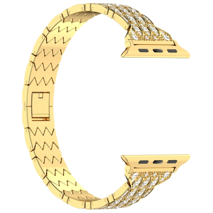 For Apple Watch 42mm Devil Eye Diamond Bracelet Metal Watch Band(Gold)