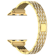 For Apple Watch 42mm Devil Eye Diamond Bracelet Metal Watch Band(Gold)