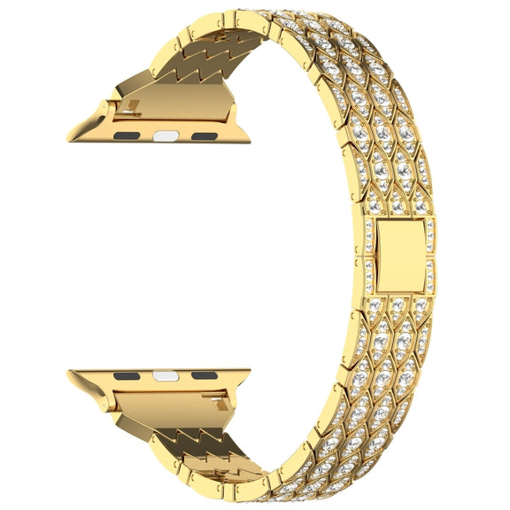 For Apple Watch 42mm Devil Eye Diamond Bracelet Metal Watch Band(Gold)
