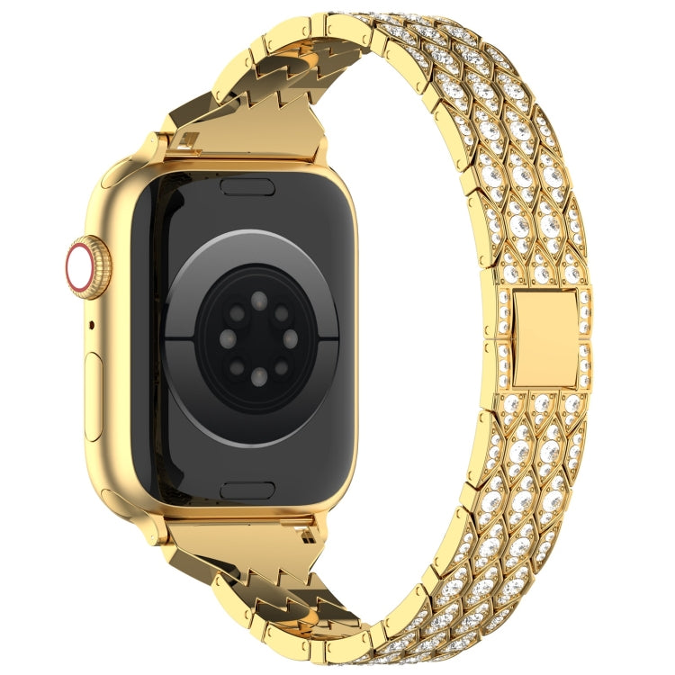 For Apple Watch 42mm Devil Eye Diamond Bracelet Metal Watch Band(Gold)