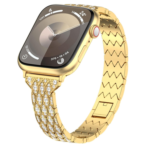 For Apple Watch 42mm Devil Eye Diamond Bracelet Metal Watch Band(Gold)