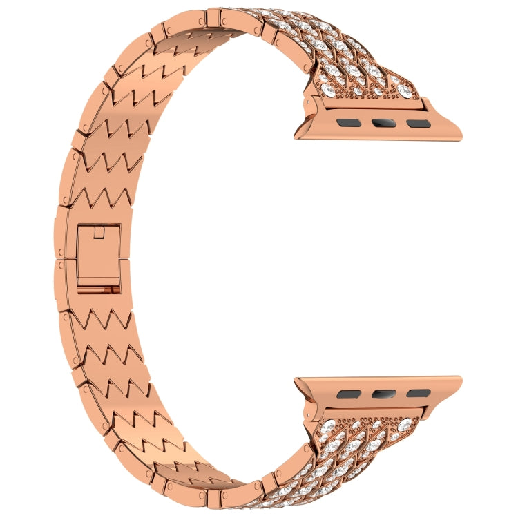 For Apple Watch 42mm Devil Eye Diamond Bracelet Metal Watch Band(Rose Gold)