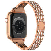 For Apple Watch 42mm Devil Eye Diamond Bracelet Metal Watch Band(Rose Gold)