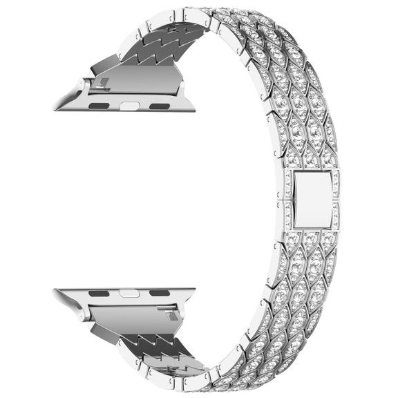 For Apple Watch 42mm Devil Eye Diamond Bracelet Metal Watch Band(Silver)