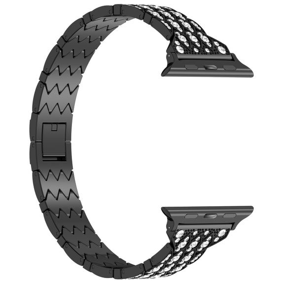 For Apple Watch 38mm Devil Eye Diamond Bracelet Metal Watch Band(Black)