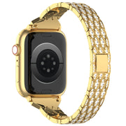 For Apple Watch 38mm Devil Eye Diamond Bracelet Metal Watch Band(Gold)