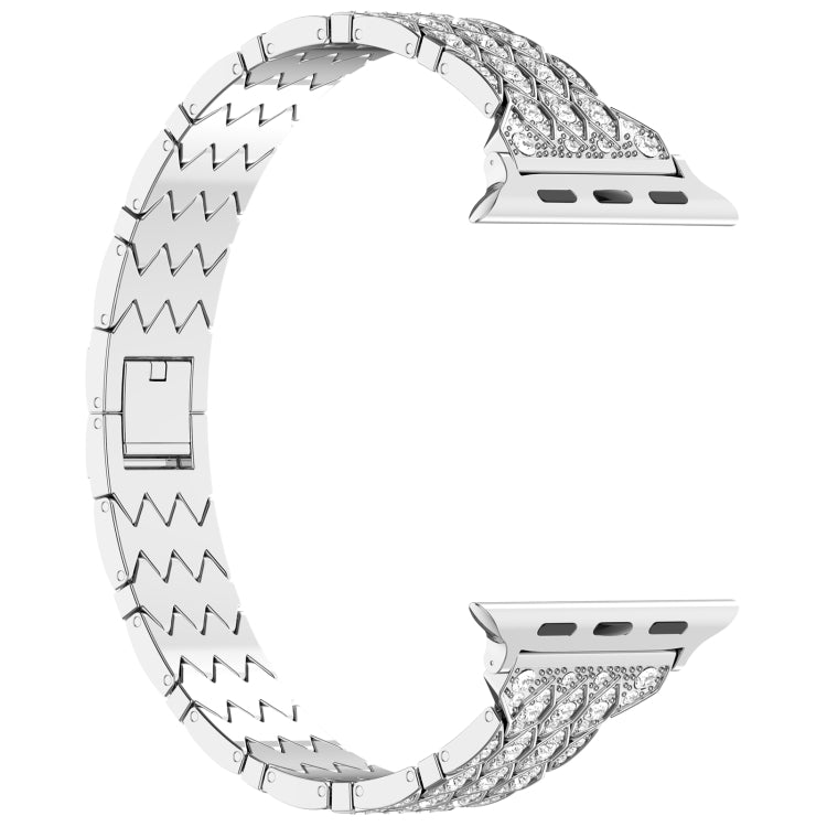 For Apple Watch 38mm Devil Eye Diamond Bracelet Metal Watch Band(Silver)