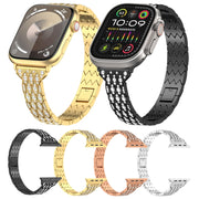 For Apple Watch SE 2022 40mm Devil Eye Diamond Bracelet Metal Watch Band(Gold)