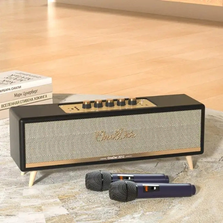 Oneder D8 Wireless Retro Dual Microphone Bluetooth Speaker(Black)