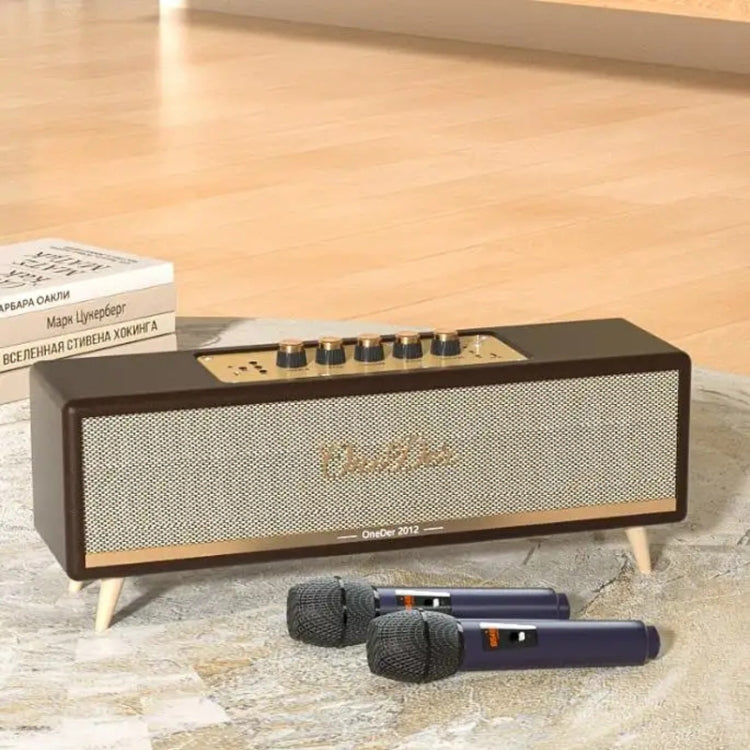 Oneder D8 Wireless Retro Dual Microphone Bluetooth Speaker(Brown)