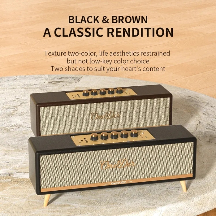 Oneder D8 Wireless Retro Dual Microphone Bluetooth Speaker(Brown)