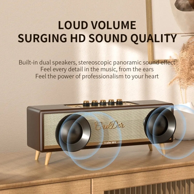 Oneder D8 Wireless Retro Dual Microphone Bluetooth Speaker(Brown)
