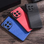 For OnePlus 12 Cloth Texture PU + TPU Phone Case(Black)