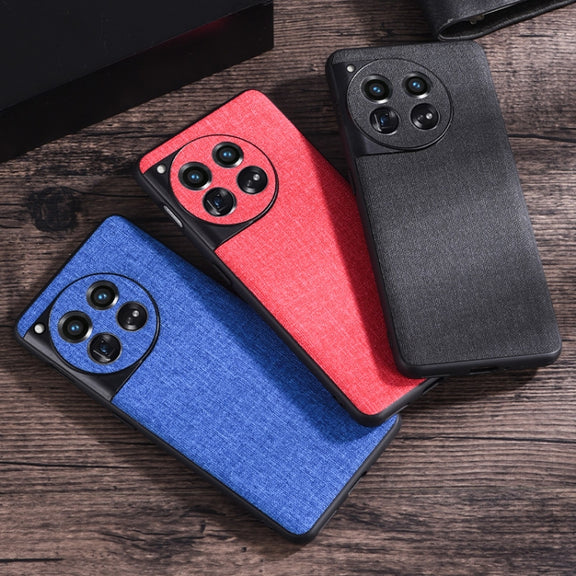 For OnePlus 12 Cloth Texture PU + TPU Phone Case(Black)