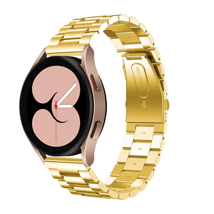 For Samsung Galaxy Watch6 / 6 Classic Flat Head Three-bead Stainless Steel Watch Band(Gold)