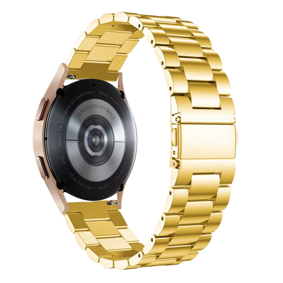 For Samsung Galaxy Watch6 / 6 Classic Flat Head Three-bead Stainless Steel Watch Band(Gold)