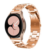 For Samsung Galaxy Watch6 / 6 Classic Flat Head Three-bead Stainless Steel Watch Band(Rose Gold)